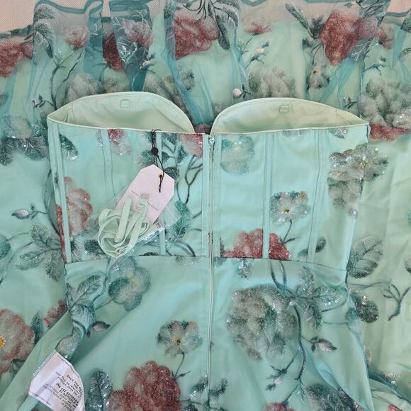 Dress The Population Carina Strapless Sweetheart Sequin Midi Dress Sz Large - Picture 13 of 14